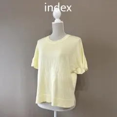 【index】M　パステルイエロー　フリル袖ニット　半袖セーター　サマーセーター