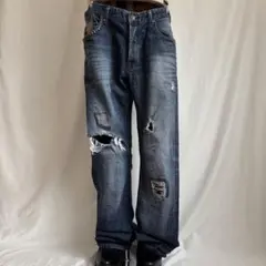 90s archive rivet crash fade denim pants - メルカリ