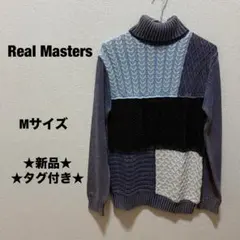 【新品タグ付き】Real Masters セーター Mサイズ ネイビー×サックスのサムネイル