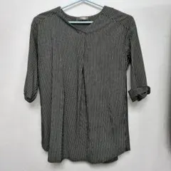 【美品】SHOO LA RUE ストライプ 七分袖 カットソー チュニック Lのサムネイル