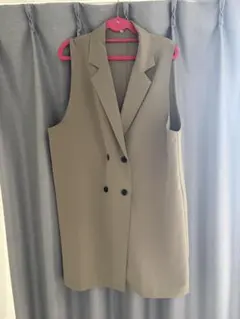 ダブルブレスト ロングジレ ベスト ベージュのサムネイル