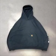 Carharttカーハート10sフェードネイビスウェットパーカー袖プリント2XL