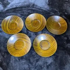 522  茶托　木目柄　５点セット