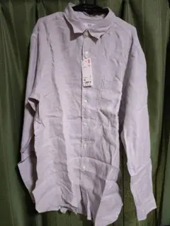 【新品未使用】XL UNIQLO プレミアムリネンシャツ ライトグレー 長袖