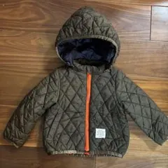 Noeil aime BEBE 90cm カーキ キルティングコート フード付き