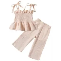 ✨️セットアップ✨️ 綿生地 夏服 フリル キャミソール ベージュ18-24M