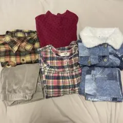 デニムジャケットとチェック柄シャツセットまとめ売り