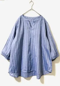 未使用　大きいサイズ　ストライプ 長袖シャツ チュニック　4L