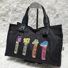 イアパピヨネ PEZ ペッツ ear 刺繍 ハンドバッグ zoo 黒