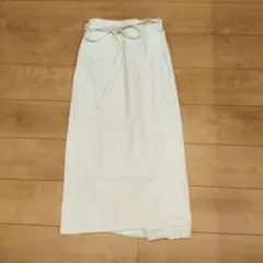 ホワイト ロングスカート デニム生地