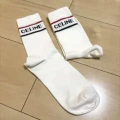 CELINE セリーヌ ロゴ刺繍 ソックス ホワイトのサムネイル