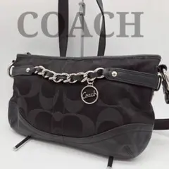 コーチ　ショルダーバッグ　チェーン　シグネチャー　ブラック　F19724