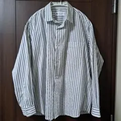 SHIPS 長袖シャツ 白黒ストライプ