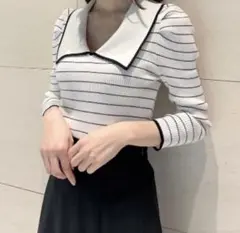 スナイデル Sustainableボリューム襟ニットプルオーバー