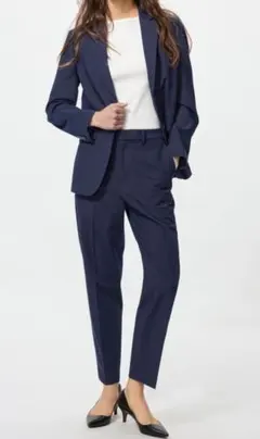 美品ユニクロUNIQLOスマートアンクルパンツネイビー紺XS