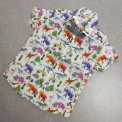 カラフル動物プリント半袖シャツ 3-4y　本体綿100%