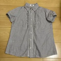J.PRESS 半袖 チェックシャツ フリル ブラウスのサムネイル