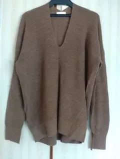 ブラウン Vネック ニット 長袖