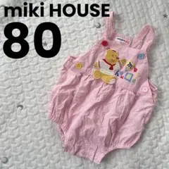 MIKI HOUSE FIRST ミキハウス ギンガム ロンパース 80 ピンク