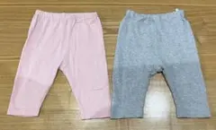 無地 ピンクとグレー のスパッツパンツ 七部丈2点セット90cm