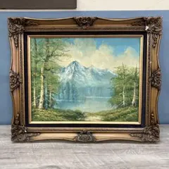 肉筆】風景画 油絵 サイン入り 豪華金縁額装 昭和レトロ - メルカリ