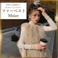 ジレ フェイクファー アウター ベスト ベージュ ベスト 韓国 おしゃれ　M