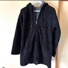 新品ブラック　ダークグレー フリース風 フード付きパーカー