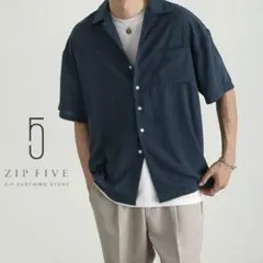 【ZIP FIVE】ドレープ ルーズシルエット オープンカラー 半袖 柄シャツのサムネイル