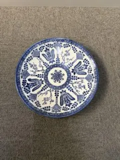 古伊万里 染付　青と白の花柄陶器皿 3枚セット