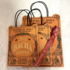 BACHA COFFEE ショップ袋 3枚セット＋リボン