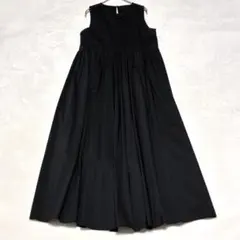ユナイテッドアローズ Vネック ノースリーブワンピース 綿 マキシ丈 黒 ユナイテッドアローズ Vネック ノースリーブワンピース 綿 マキシ丈 黒