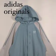 adidas originals 水色 ナイロンジャケットパーカーSトレフォイル