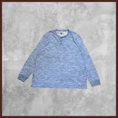 US古着 Lee リー ロンT 長袖 ヘンリーネック ブルー系 XXLサイズのサムネイル