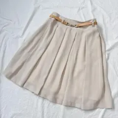 フォーマル スカート ベルト ベージュ シフォン シアー 日本製 入学式 入園式