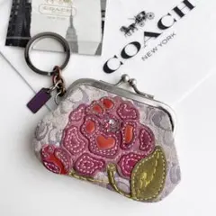 コーチ COACH がま口 コインケース キーホルダー ローズ シグネチャー