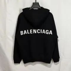［極美品］バレンシアガ　バックロゴプリント　パーカー　フーディ　ブラックのサムネイル