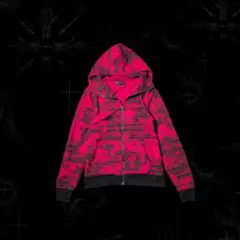 【00s_Archive】 スカル総柄SweatZipHoodie 平成Y2K