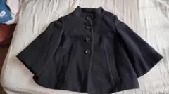 ロートレアモン　カシミア紺黒のポンチョ・ケープコート