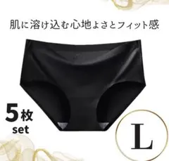 シームレスショーツ レディースパンツ ブラック 黒下着 5枚セット L