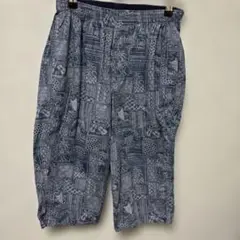 ネイビー系 パターン柄 ハーフパンツ M