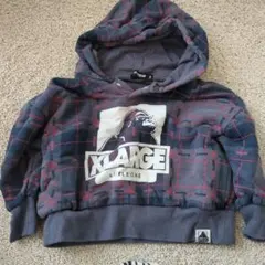 XLARGE チェック柄 フード付きトレーナー 90