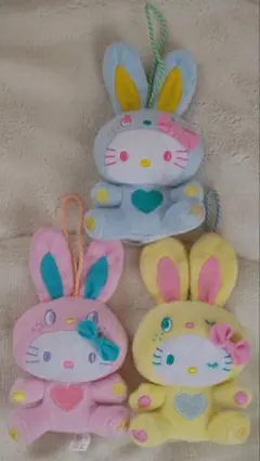 マクドナルドハローキティカラフルバニー ぬいぐるみ3点セット