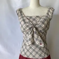 バーバリーブルーレーベル　リボン　ブラウス　ノースリーブ　ノバチェック　36