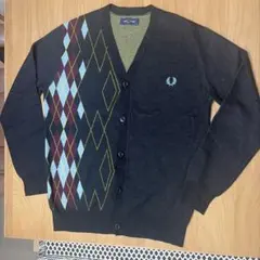 FRED PERRY フレッドペリー Vネックカーディガン アーガイル柄 S