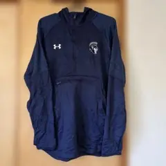 アンダーアーマー ハーフジップ フーディー M ネイビー チームロゴ刺繍