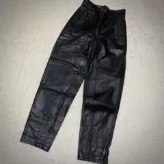 【肉厚カウハイド】MIGLIA Wバックル レザーパンツ M バイカー 黒　牛皮