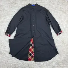 ブルーレーベルクレストブリッジ ノーカラー シャツワンピース チェック　Mサイズのサムネイル