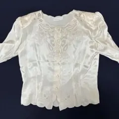 美品 Matsurika 長袖 ブラウス 刺繍 レース クリーム色