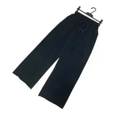 レディース　カジュアルパンツ　ガウチョ　ジャージ　イージー　リップド　ブラック黒