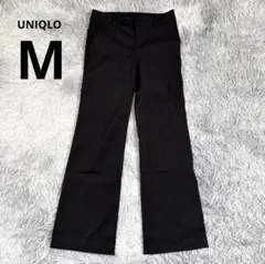 黒 フレアパンツ ボタン付きウエスト UNIQLO